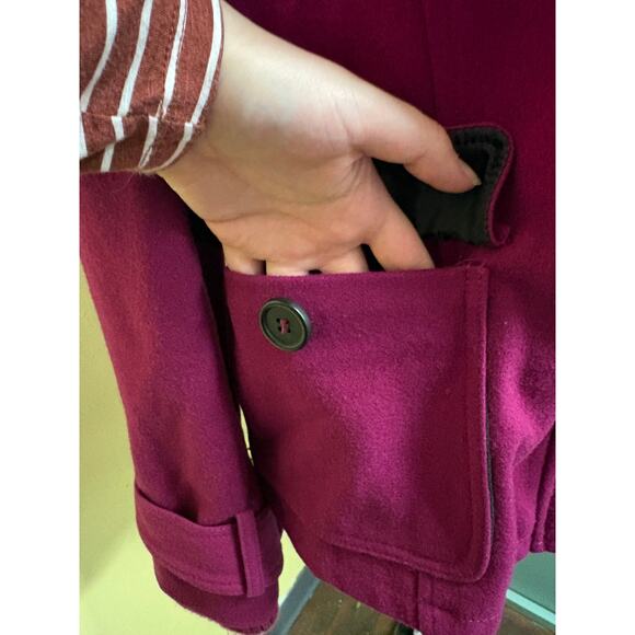 Y2K dELiA*s Peacoat Wool Blend Magenta Zip Up and Toggle Closure Coat Size M - Picture 5 of 11